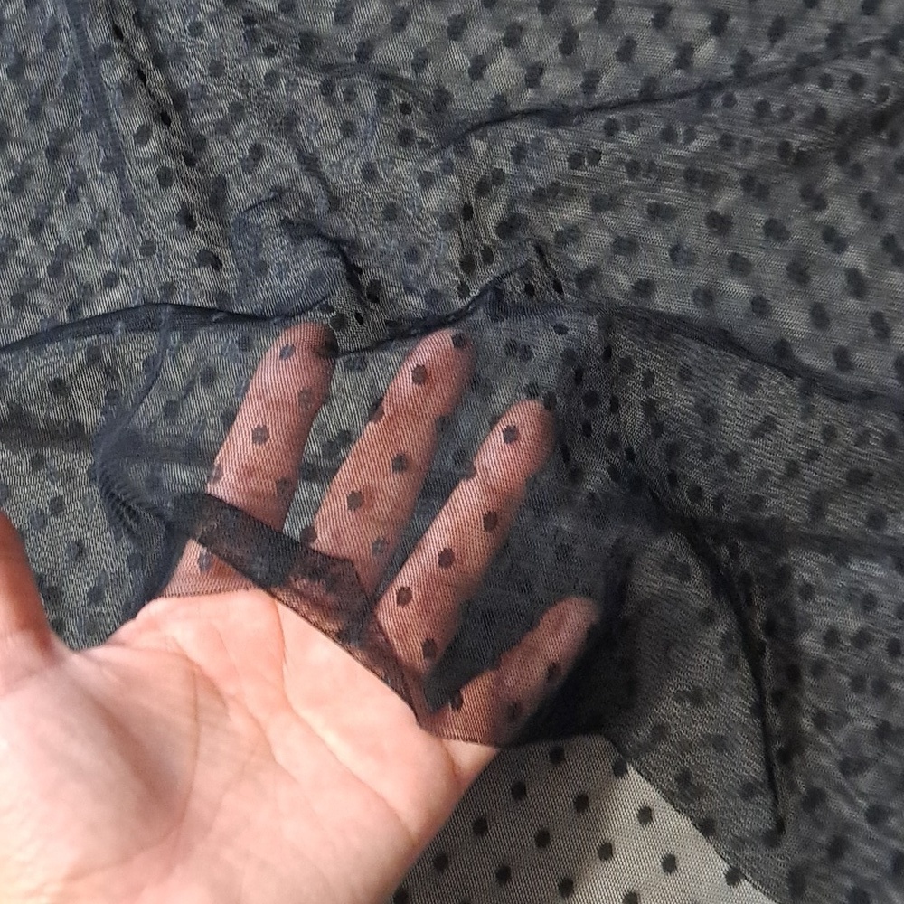 Black Sheer Top With Bell Sleeves No Size Tag See Measurements - Picture 2 of 7